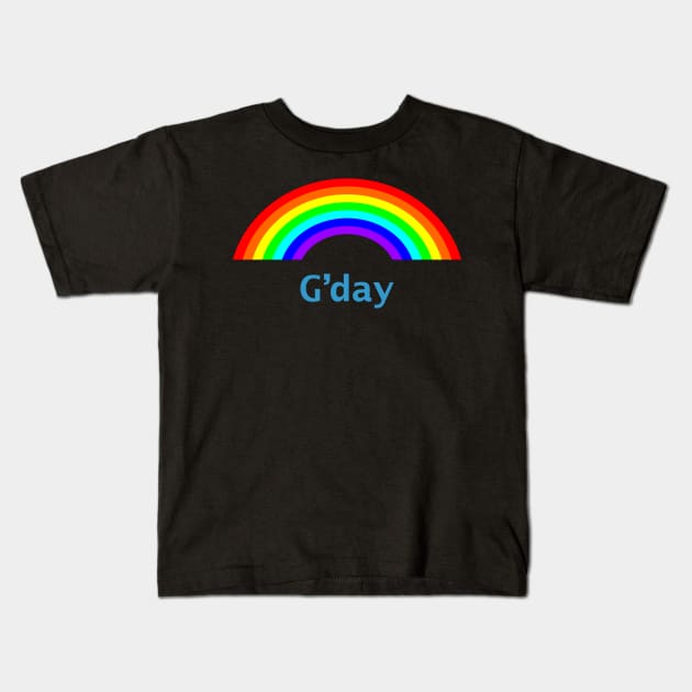 Hello G'day Rainbow Kids T-Shirt by ellenhenryart